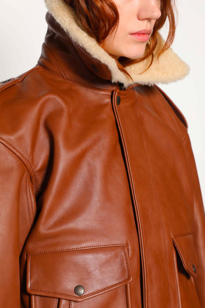 Bomber in Grained Leather and Shearling