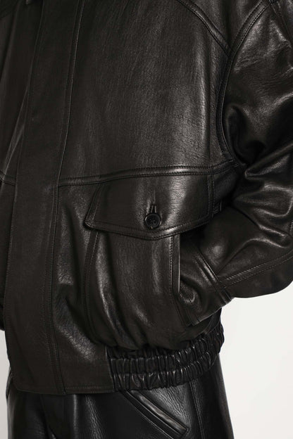 Bomber Jacket in Bubbled Lambskin