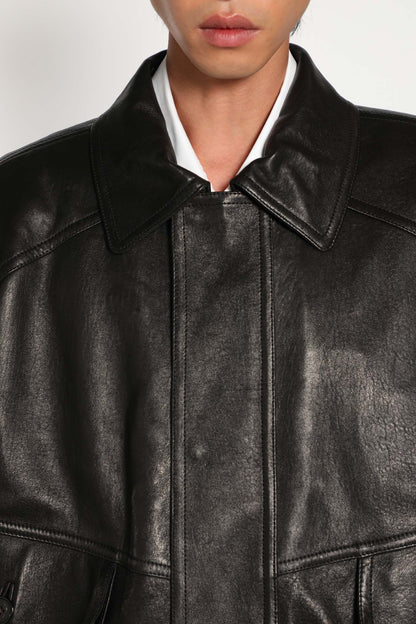 Bomber Jacket in Bubbled Lambskin