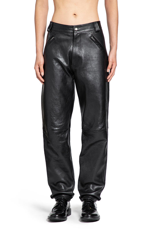 Belted Pants in Grained Leather