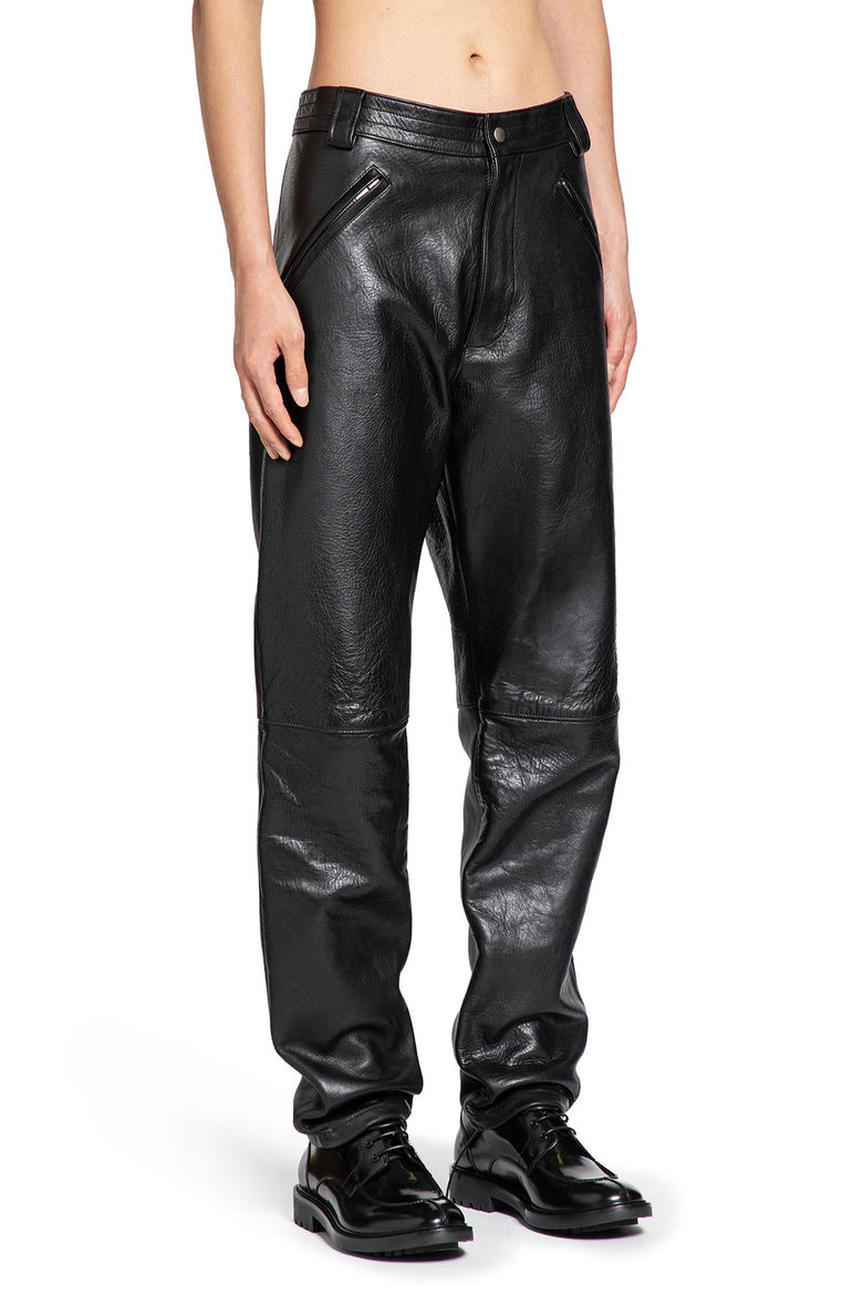 Belted Pants in Grained Leather