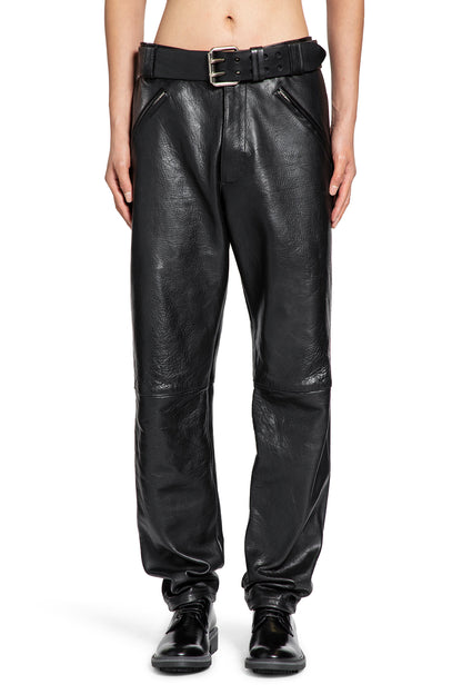 Belted Pants in Grained Leather