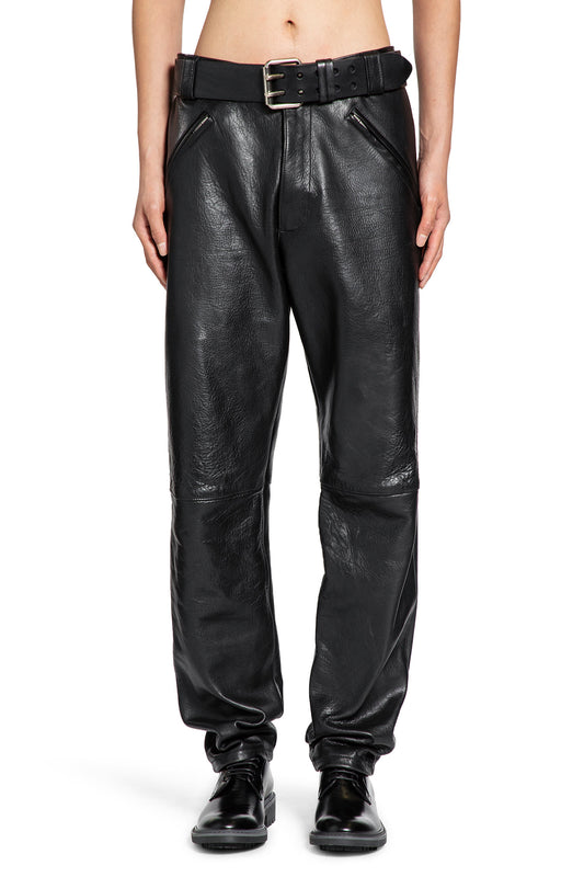 Belted Pants in Grained Leather