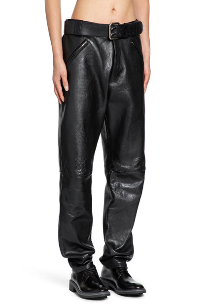 Belted Pants in Grained Leather