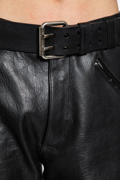 Belted Pants in Grained Leather