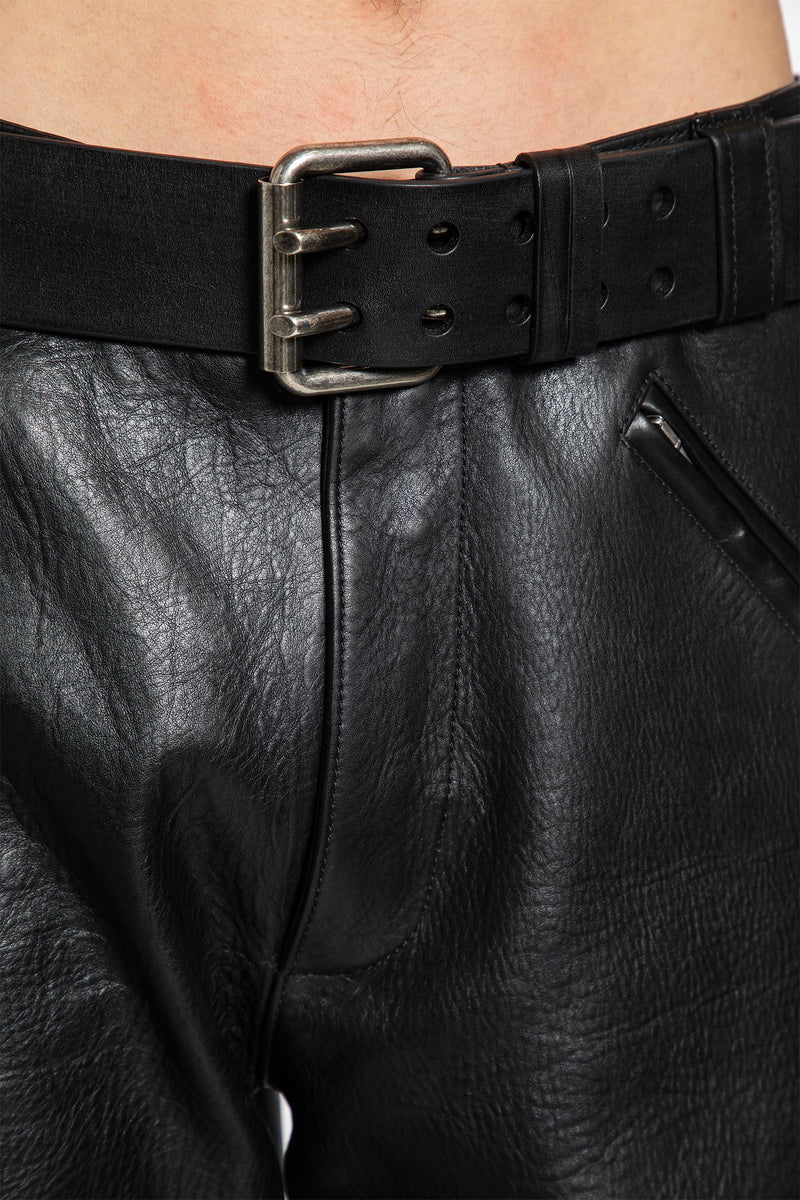 Belted Pants in Grained Leather - Antonioli.eu