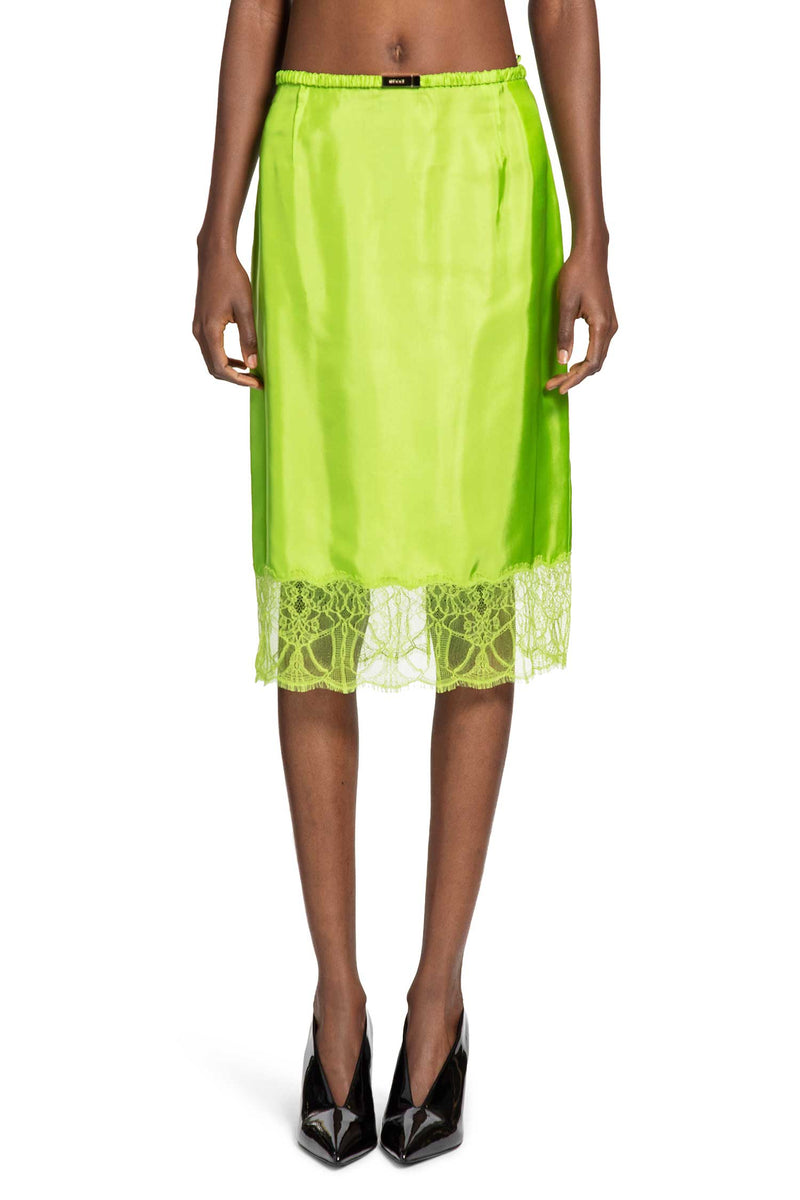 Viscose twill skirt with floral lace