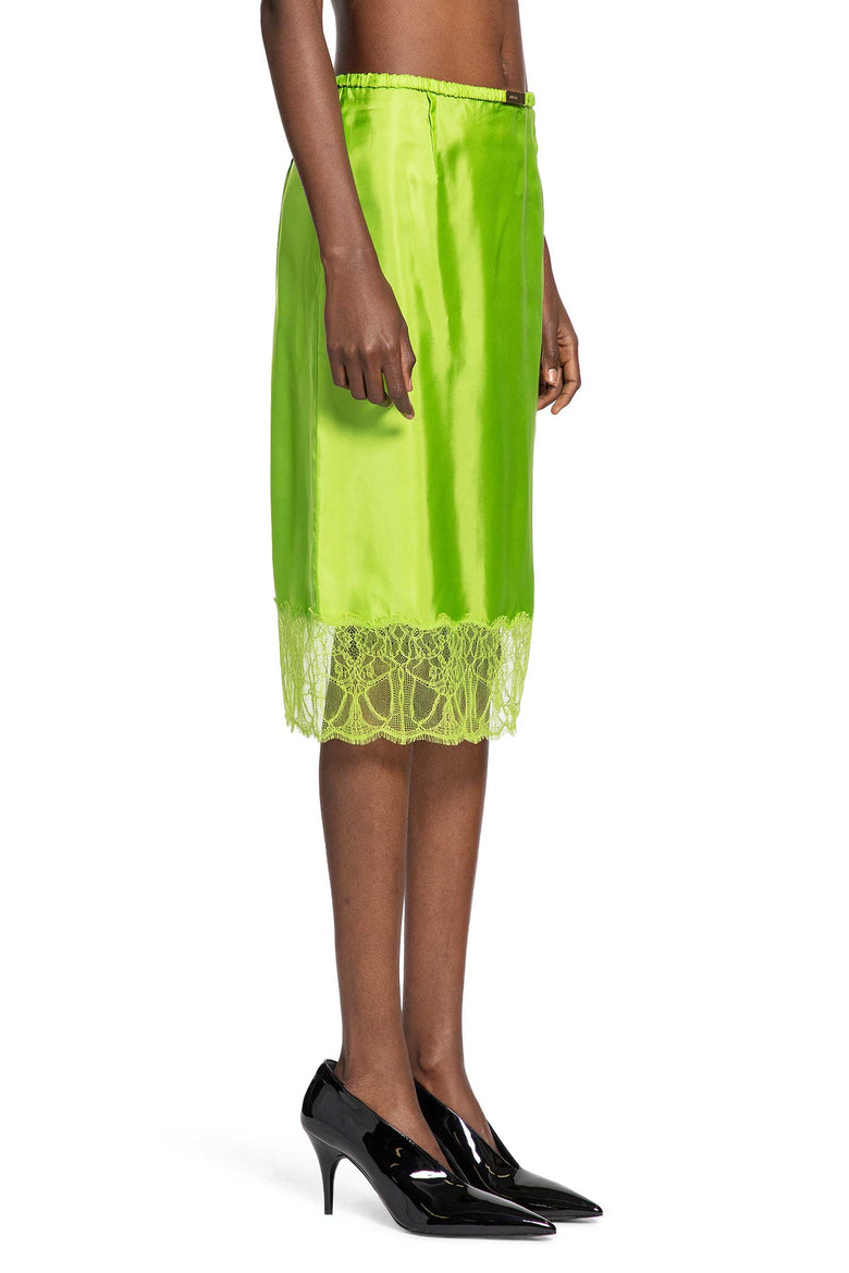 Viscose twill skirt with floral lace