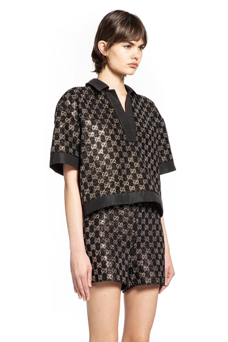 Embroidered Wool Tweed Lamé Top