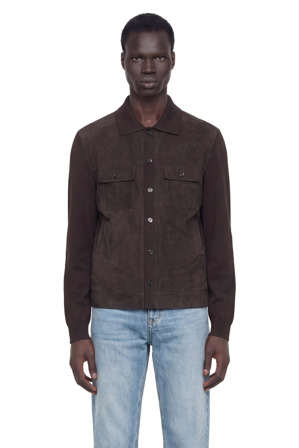 GUCCI Suede and Silk Cotton Knit Overshirt man