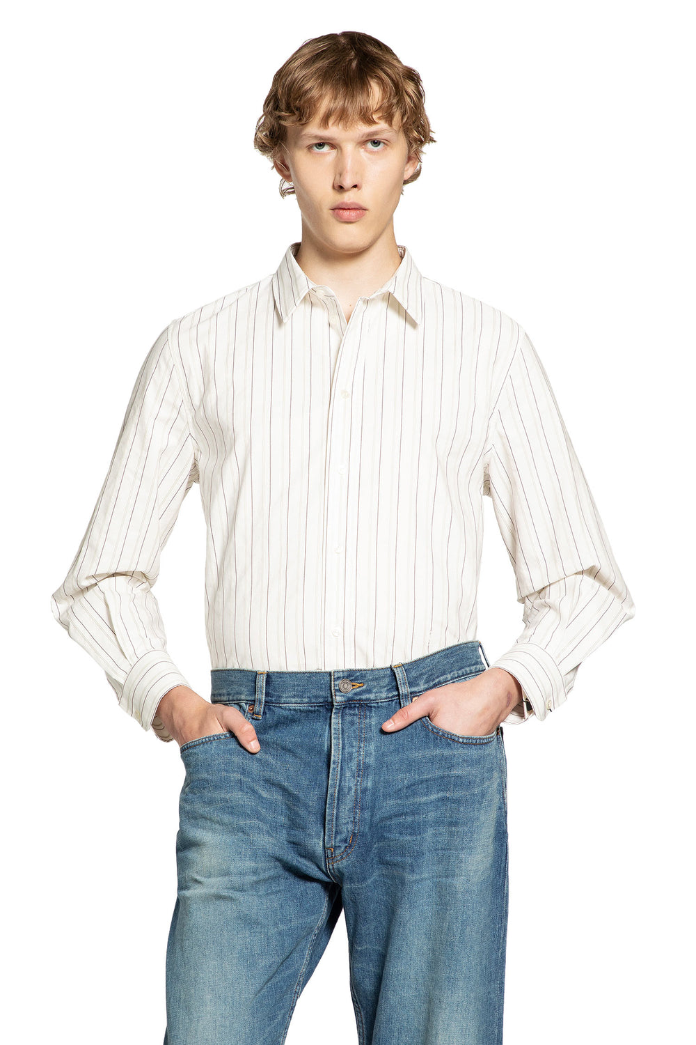 SAINT LAURENT Cassandre Striped Shirt man