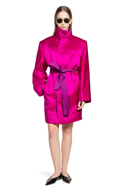Boxy Belted Coat in Silk Satin