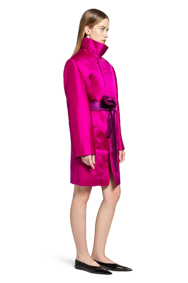 Boxy Belted Coat in Silk Satin