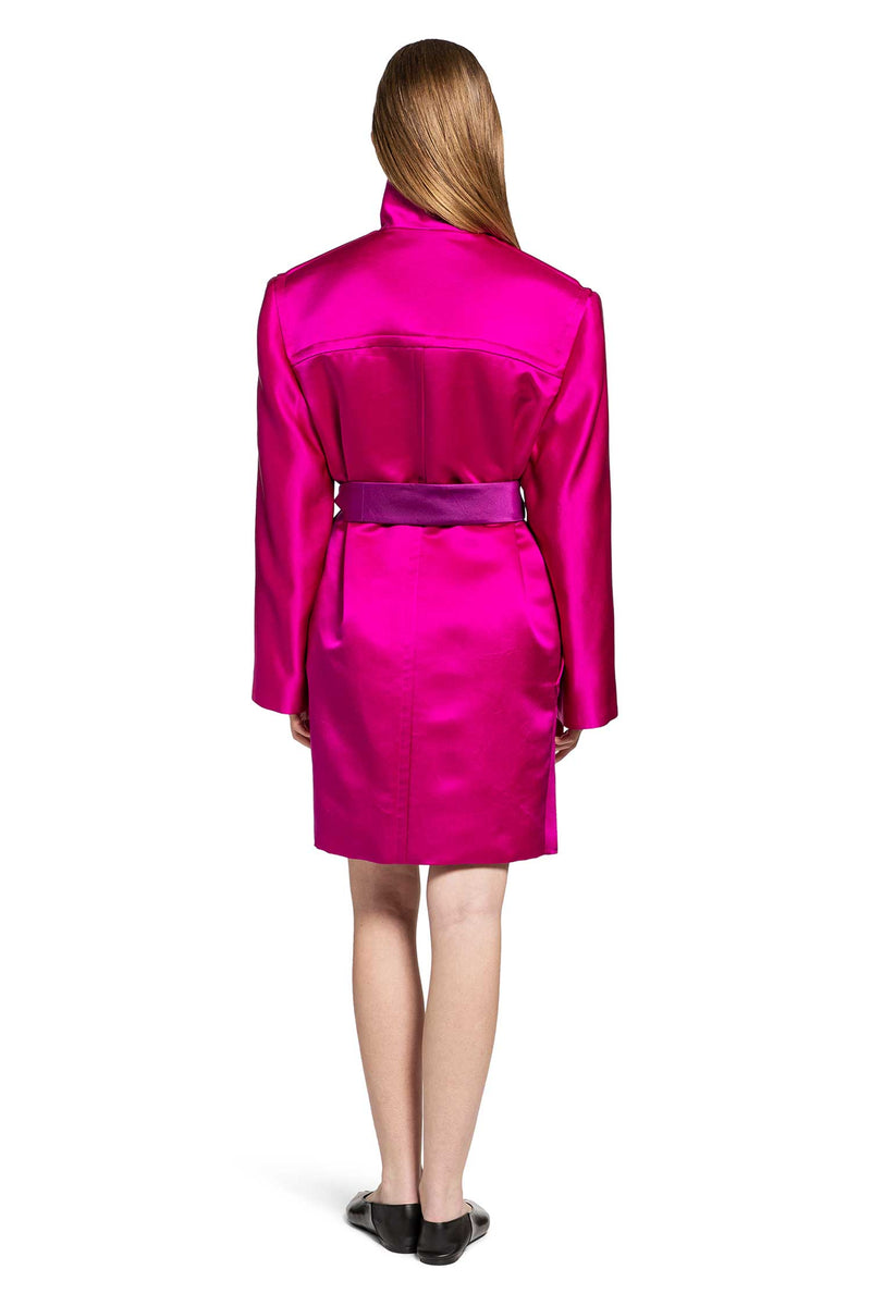 Boxy Belted Coat in Silk Satin