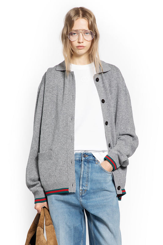 Wool Cashmere Cardigan with Web