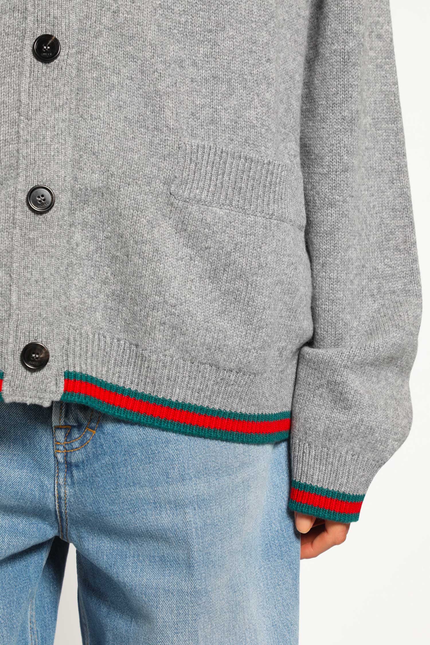 Wool Cashmere Cardigan with Web