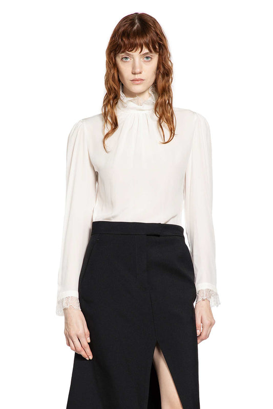 Crêpe De Chine and Lace Turtleneck Top - Antonioli.eu