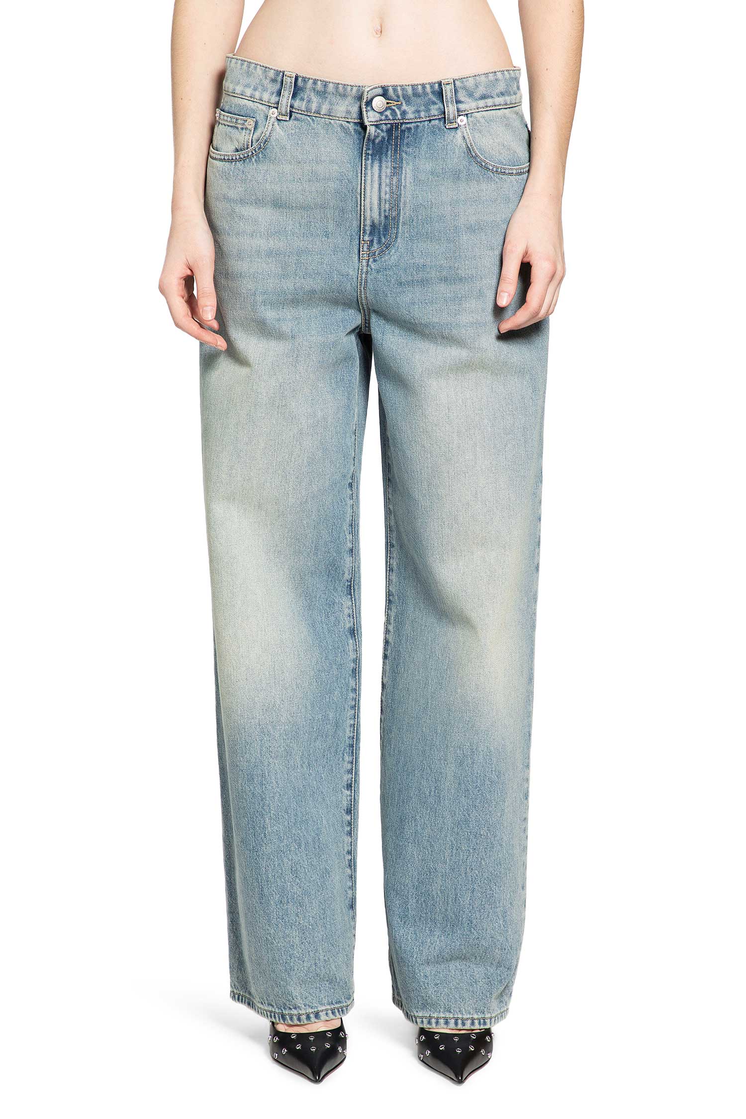 Wide Leg Jeans in Washed Blue
