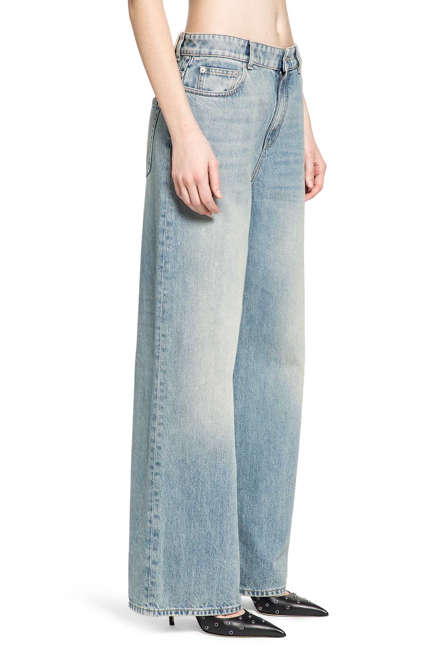 Wide Leg Jeans in Washed Blue