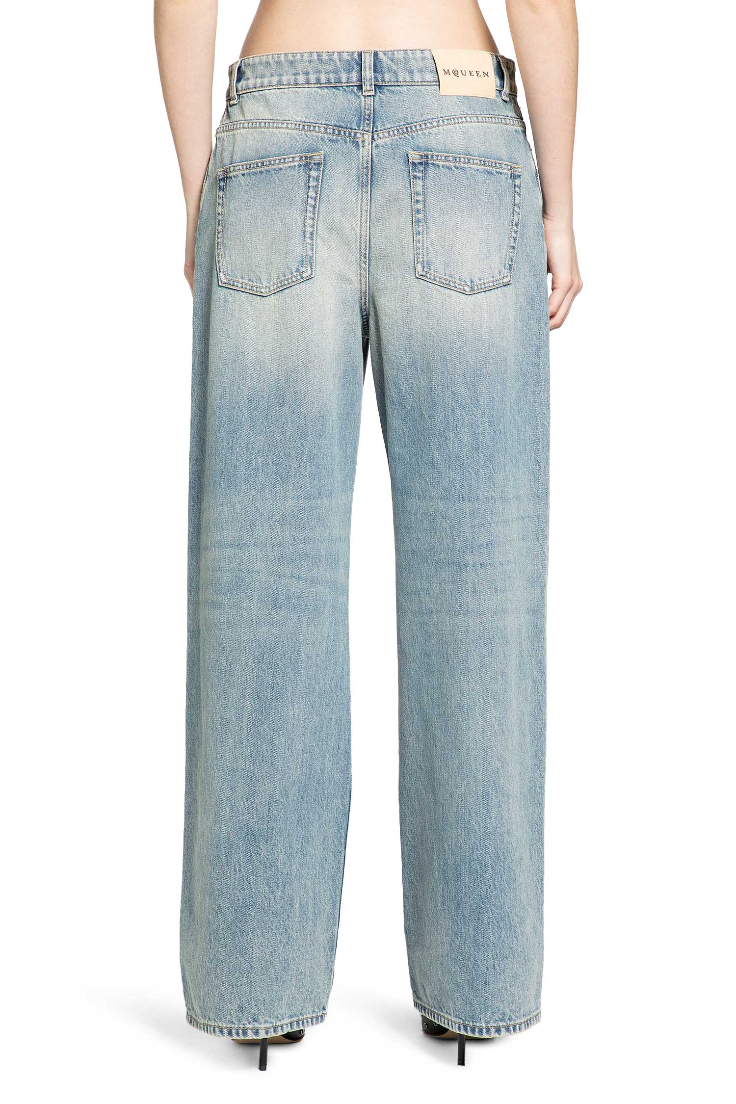 Wide Leg Jeans in Washed Blue