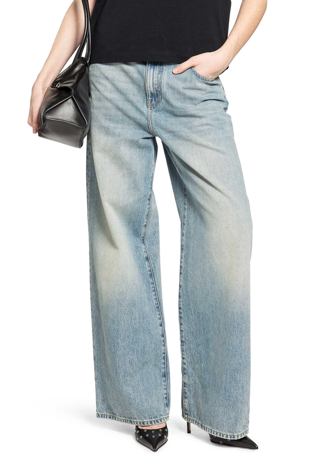 MCQUEEN Wide Leg Jeans in Washed Blue woman