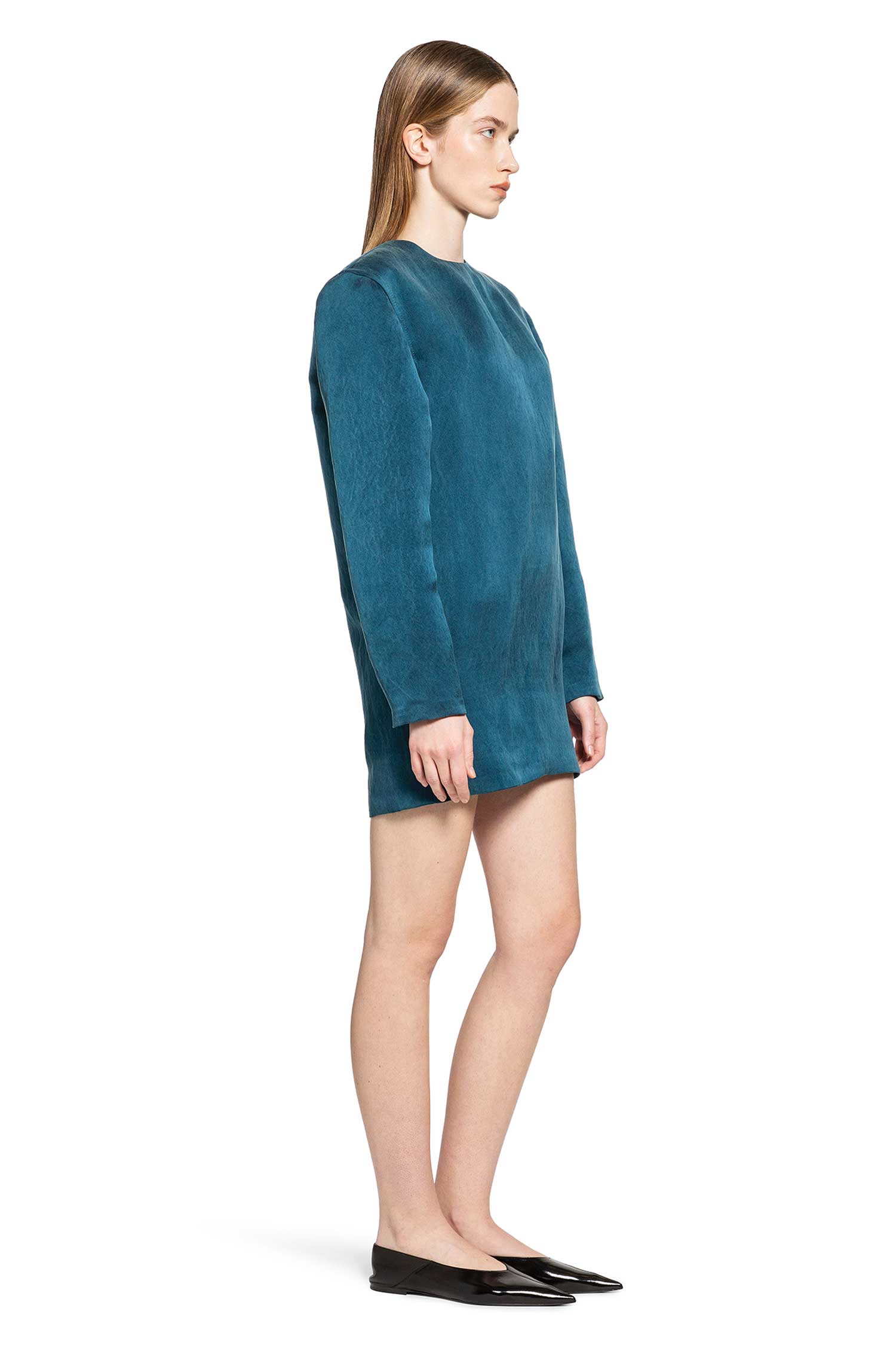 Boxy Dress in Stonewash Silk Satin