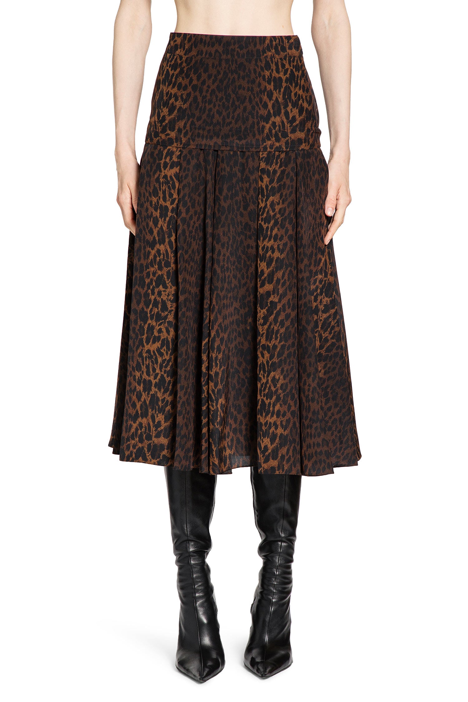 Leopard Print Godet Skirt