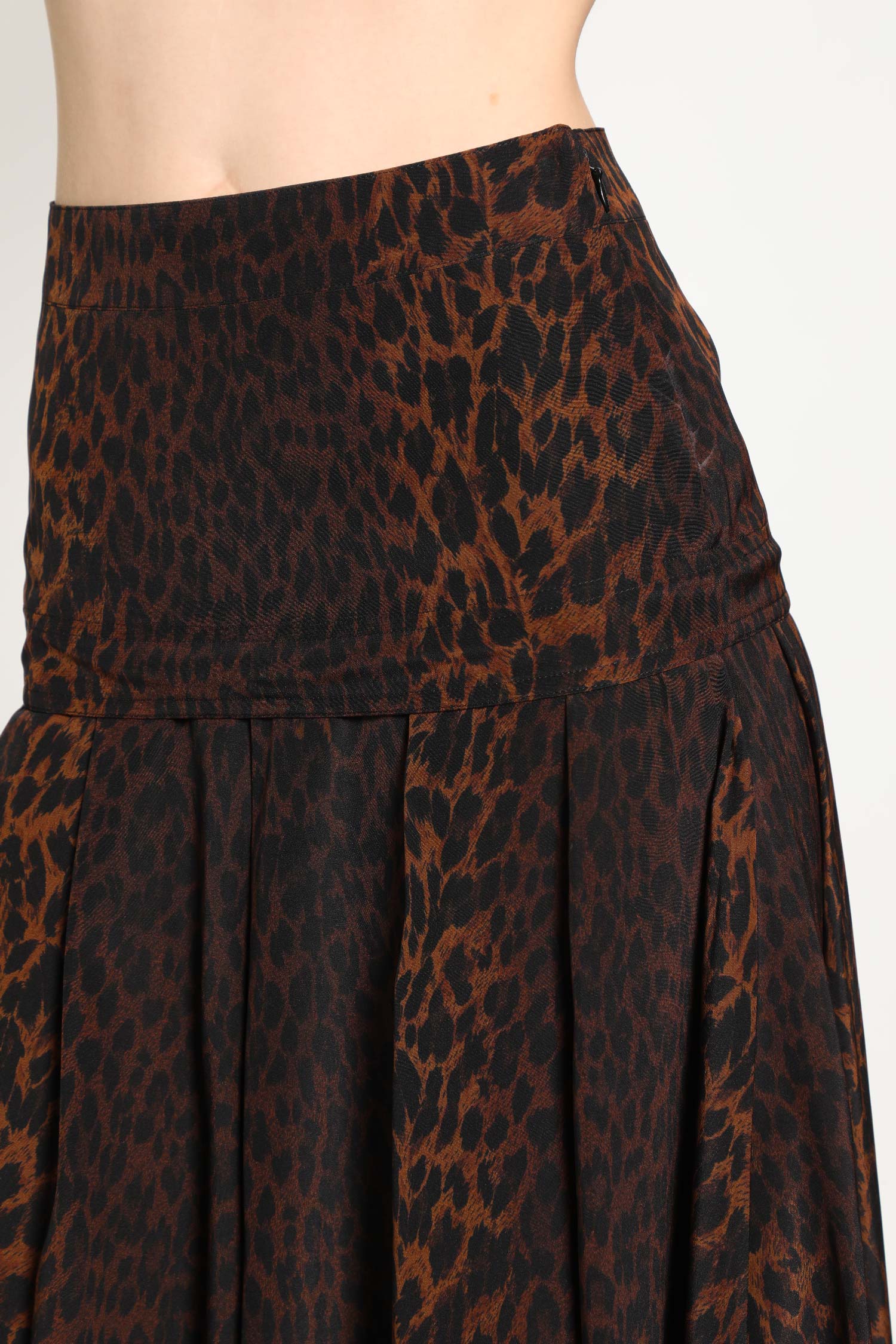 Leopard Print Godet Skirt