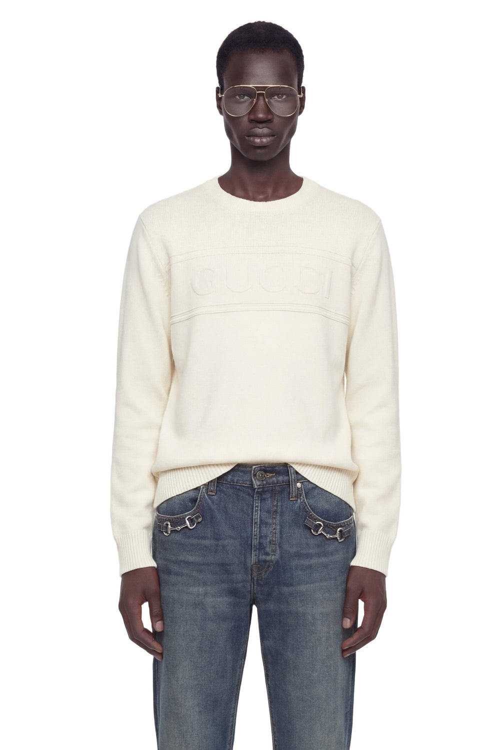 GUCCI Knit Cotton Wool Jumper With Intarsia man