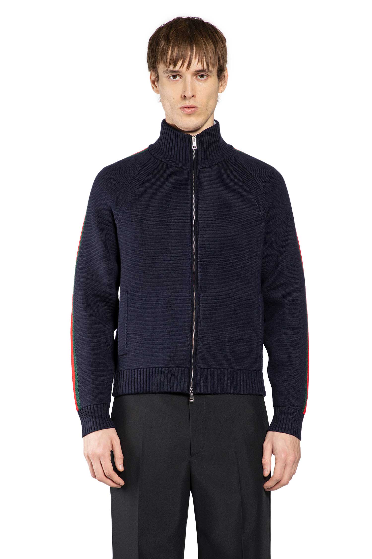 Web Wool Zip-Up Cardigan