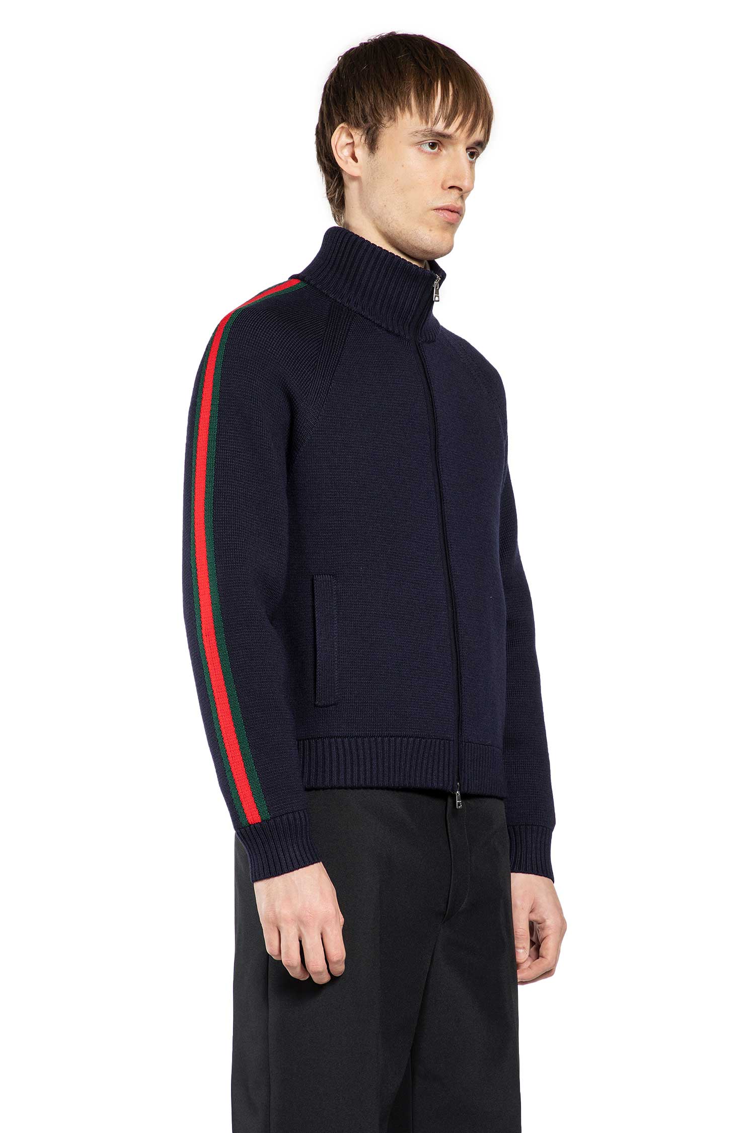 Web Wool Zip-Up Cardigan