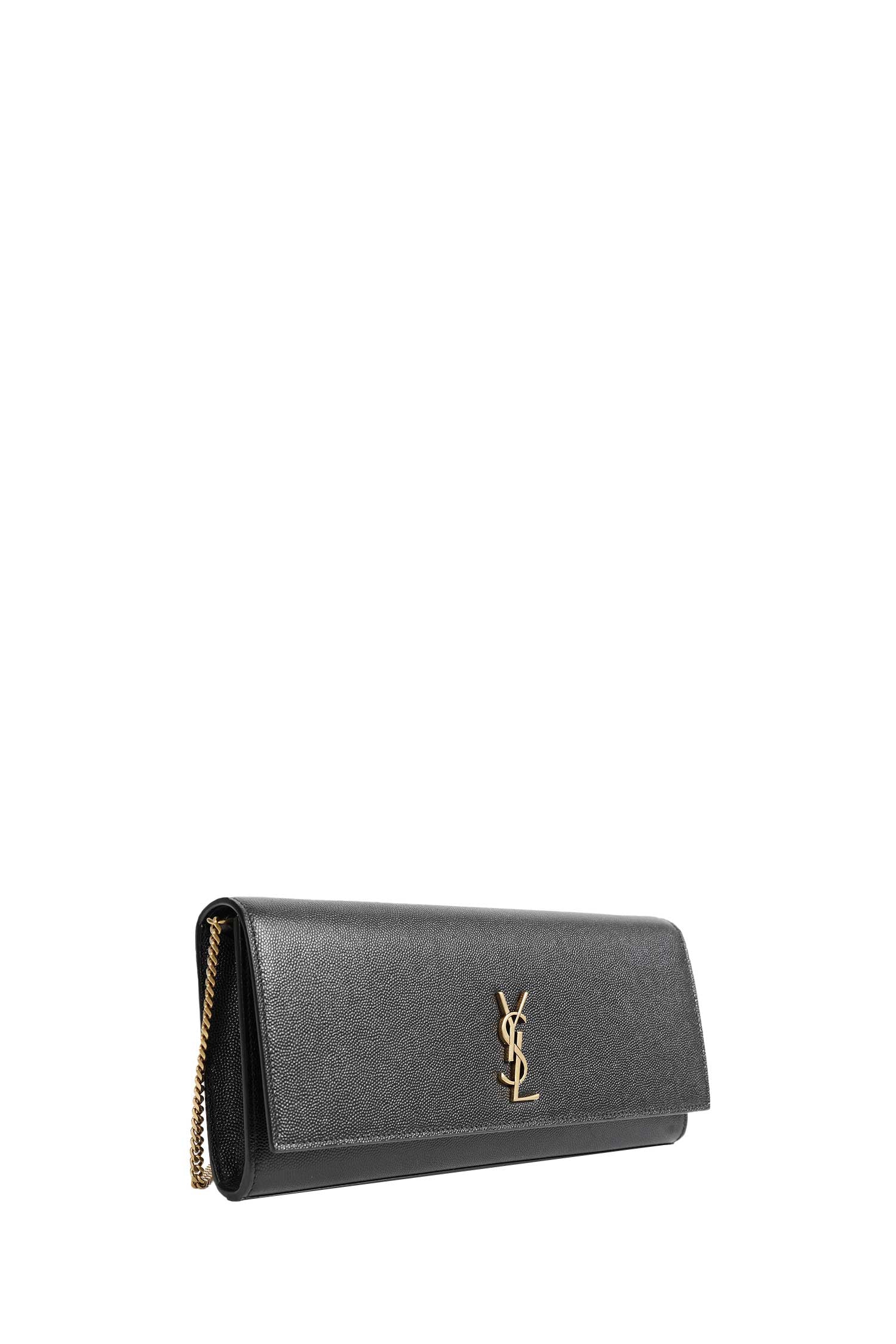 SAINT LAURENT Grain De Poudre Leather Kate Clutch woman