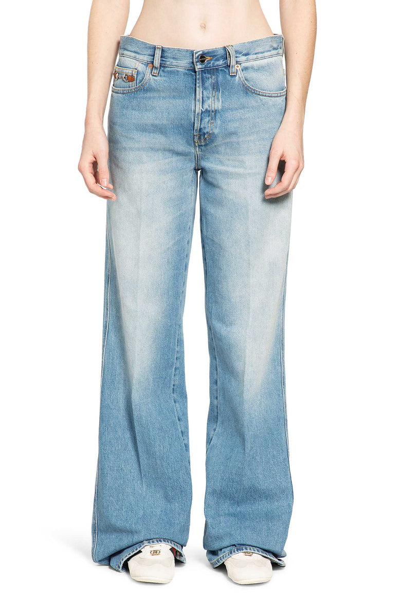 Bleached Denim Flared Jeans