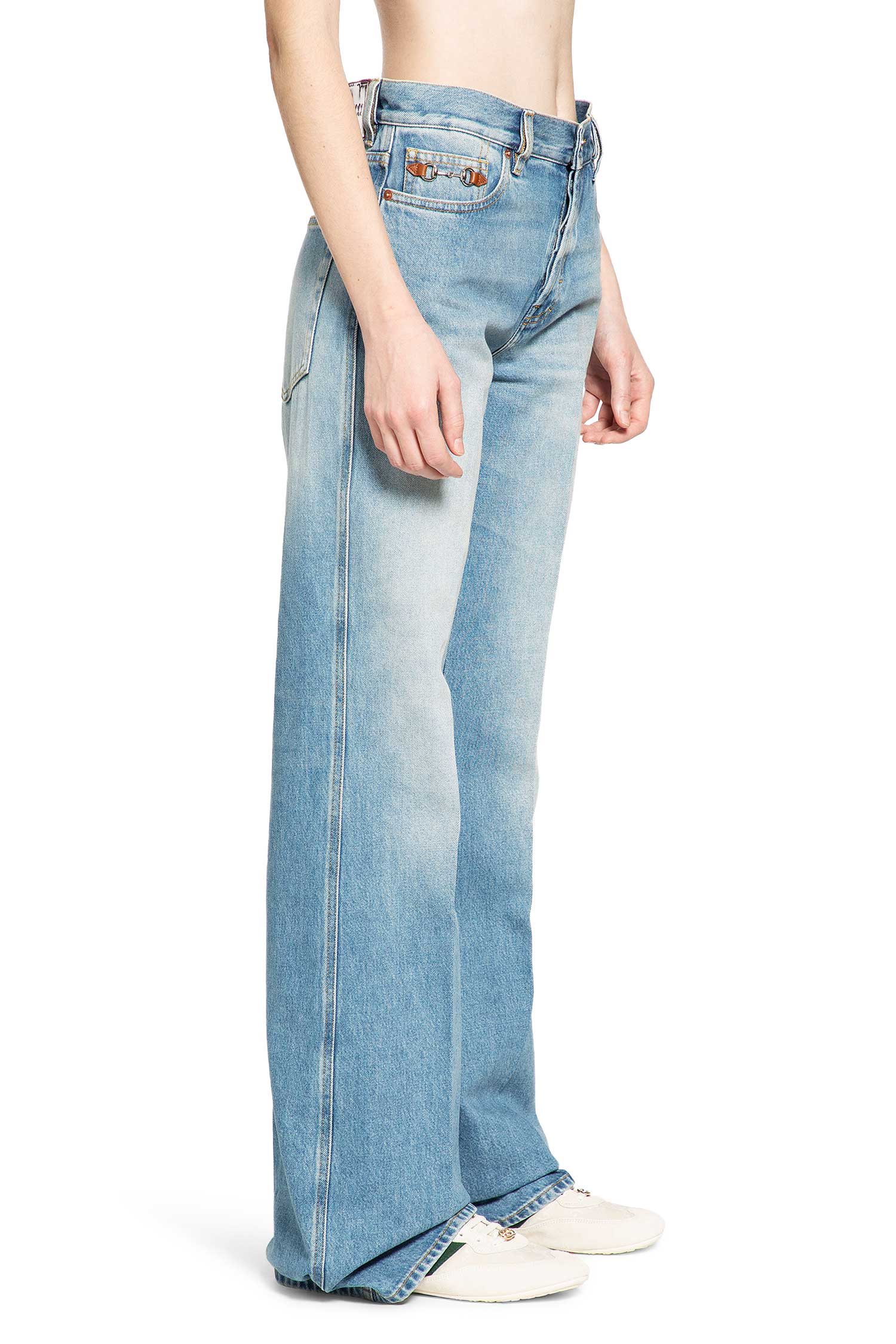 Bleached Denim Flared Jeans