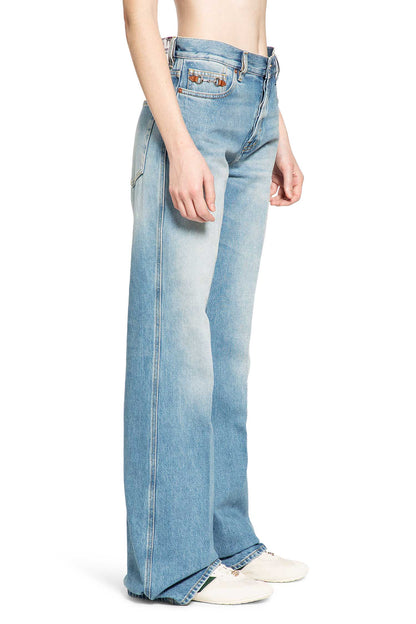 Bleached Denim Flared Jeans