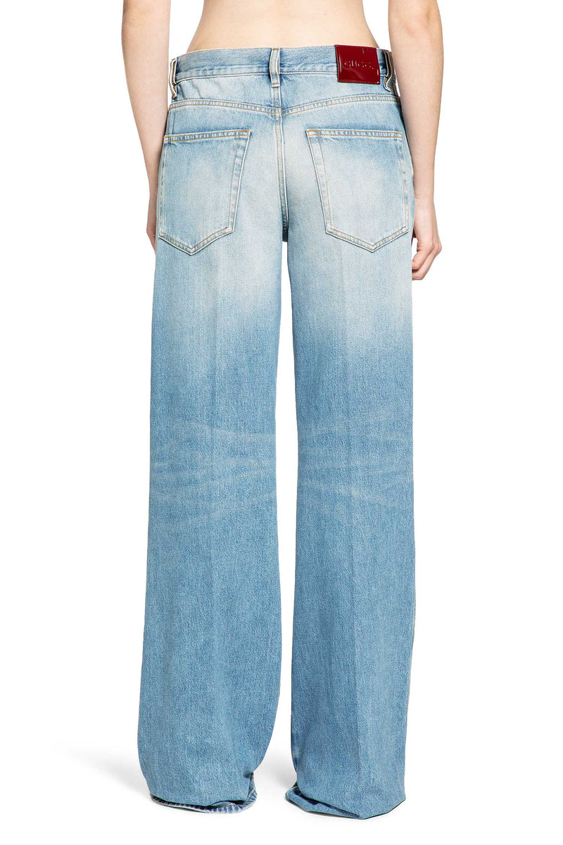 Bleached Denim Flared Jeans