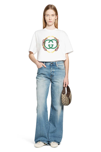 Bleached Denim Flared Jeans