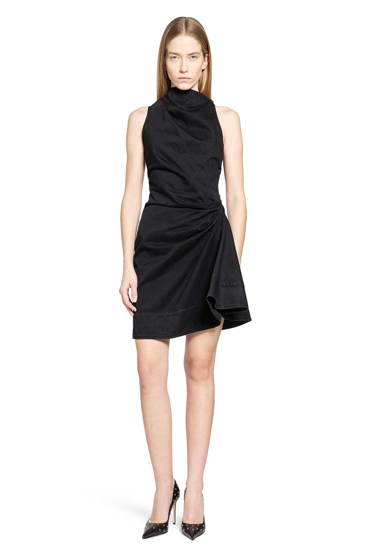 Denim Asymmetric Mini Dress