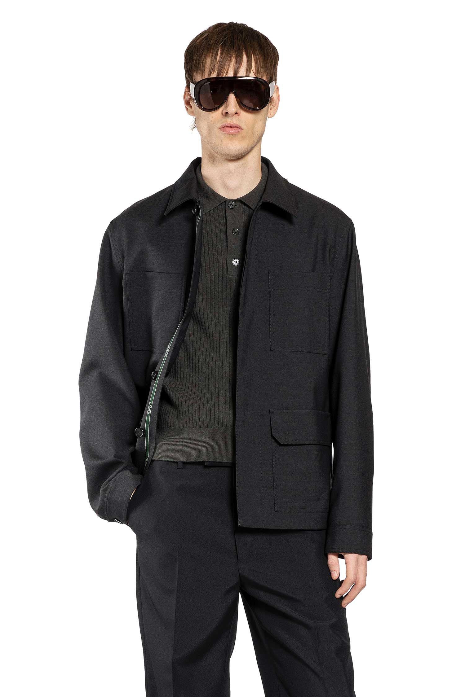 Wool Jacket with Selvedge Detail