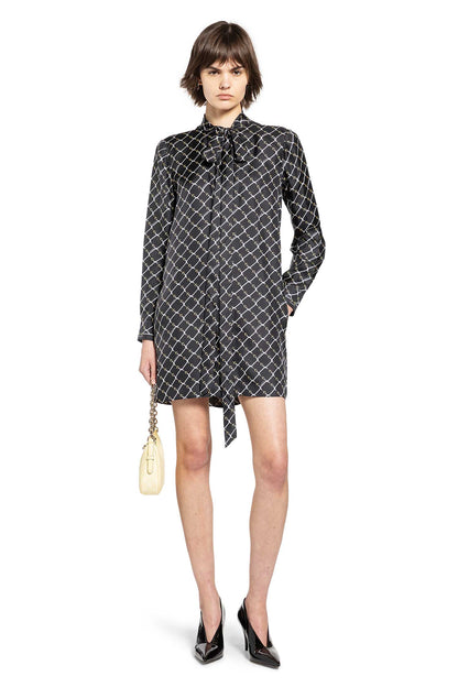 Horsebit Print Silk Twill Dress