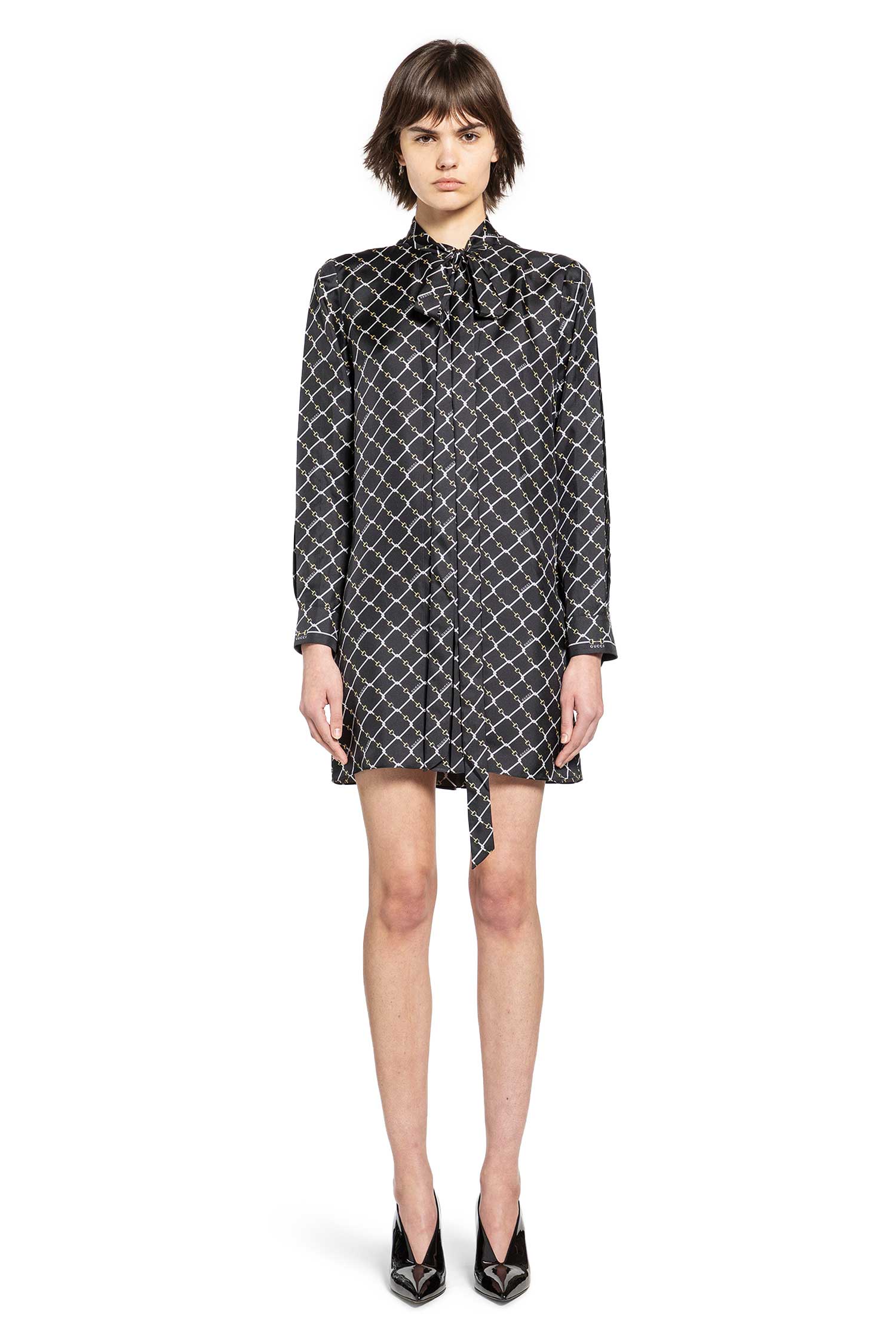 Horsebit Print Silk Twill Dress Antonioli.eu Horsebit Print Silk Twill Dress Antonioli.eu