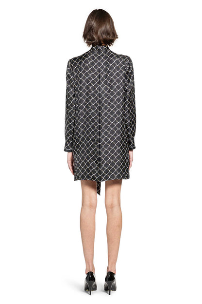 Horsebit Print Silk Twill Dress