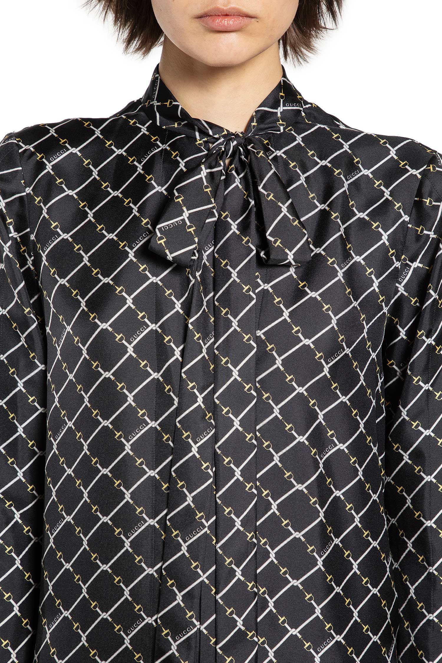 Horsebit Print Silk Twill Dress