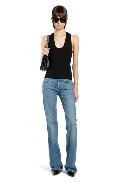 Flared Stretch Cotton Denim Trousers