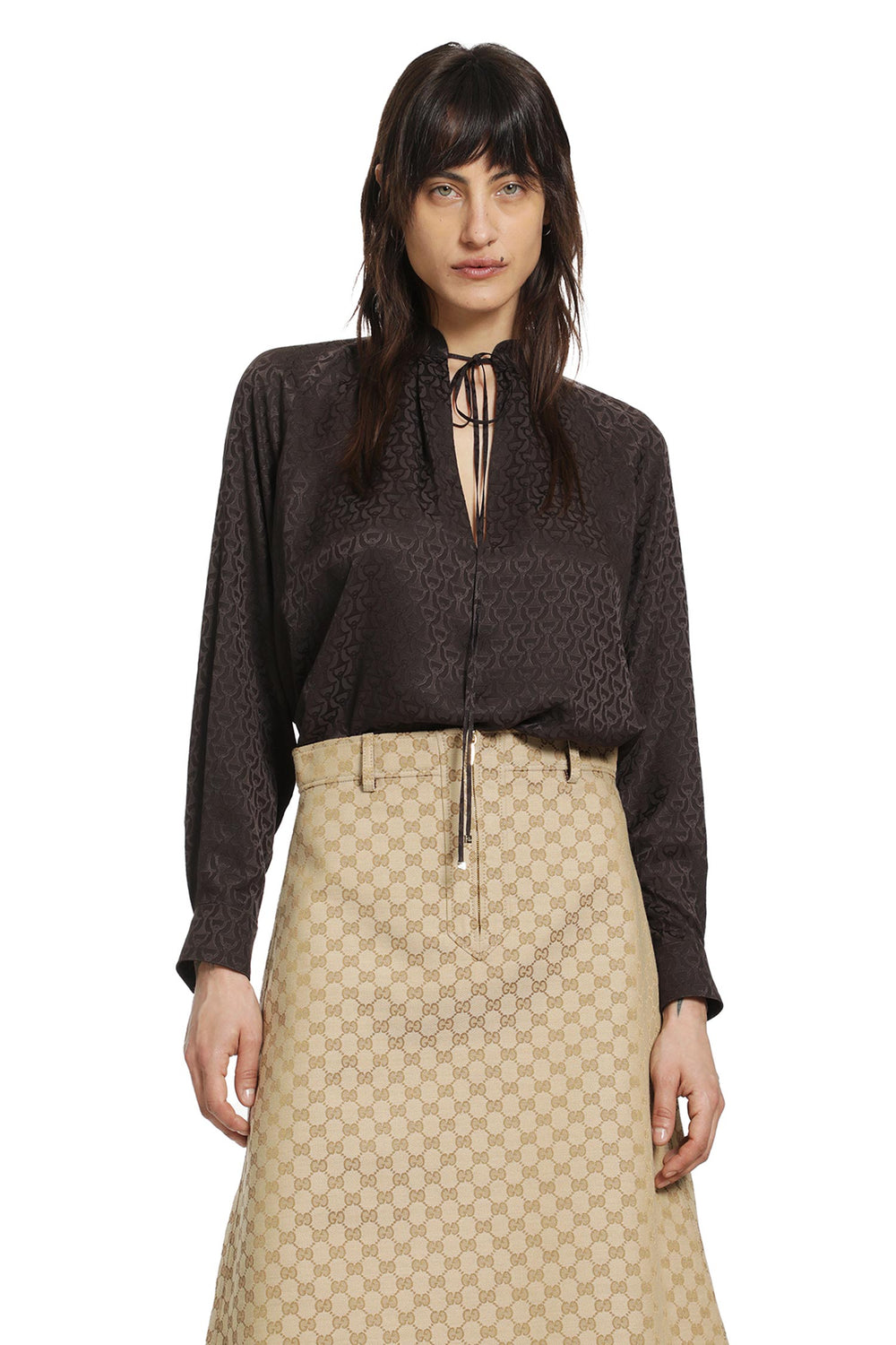 GUCCI Horsebit Silk Jacquard Shirt woman