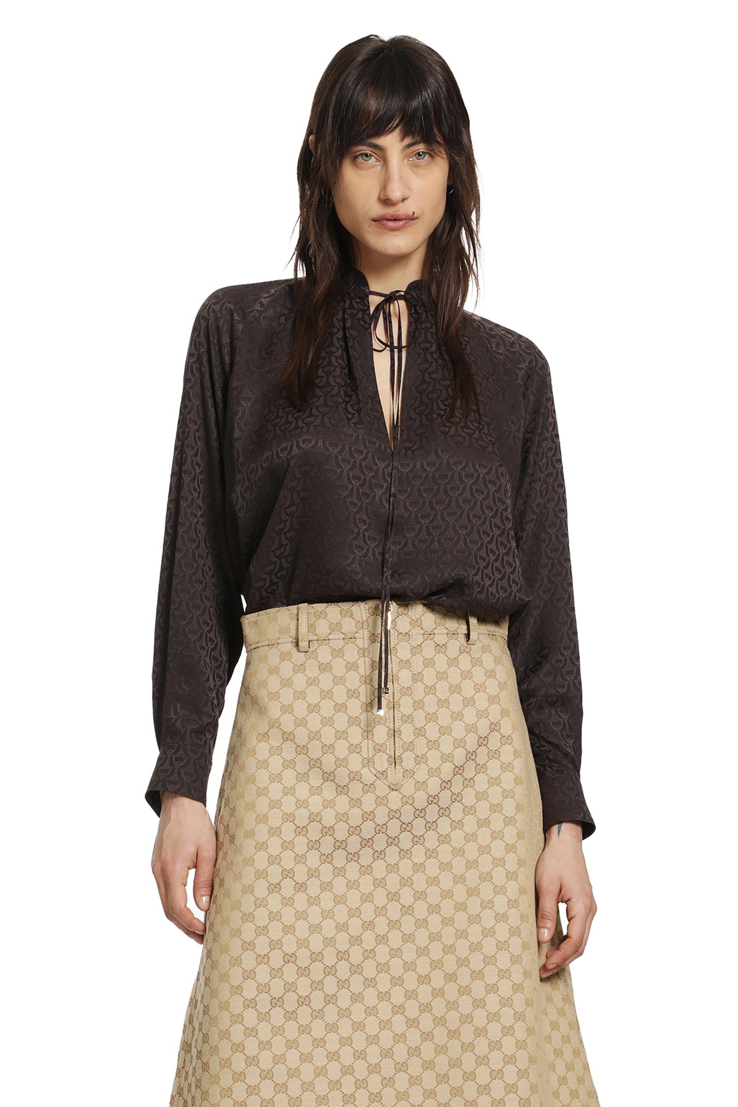 Horsebit Silk Jacquard Shirt