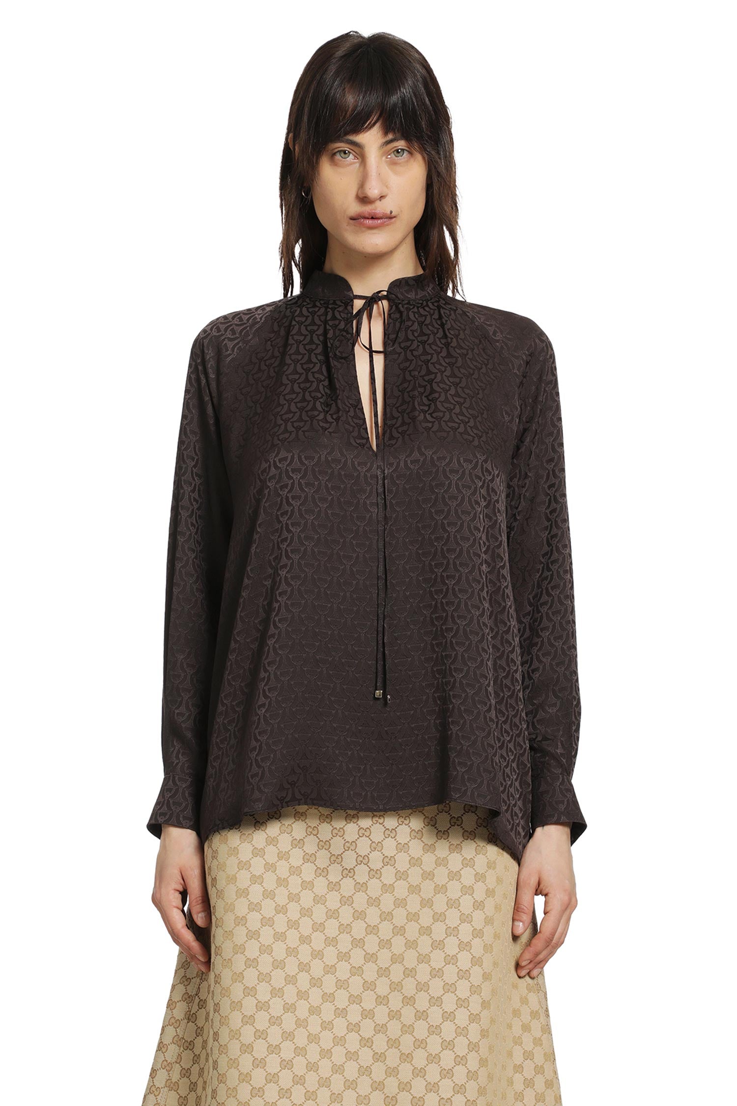 GUCCI Horsebit Silk Jacquard Shirt woman