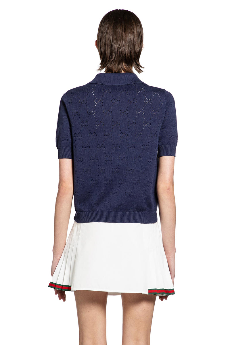 GG Pointelle Cotton Silk Polo Shirt