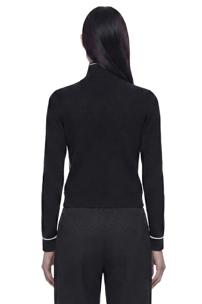 Ribbed Zip Jacket With Intarsia