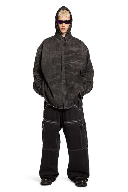Washed Camo Denim Hooded Shirt